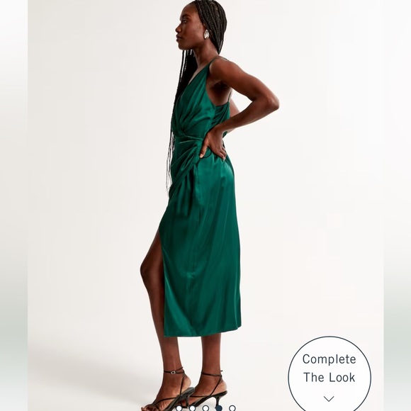 A & F Satin Draped Wrap Midi Dress - XS - Picture 5 of 6